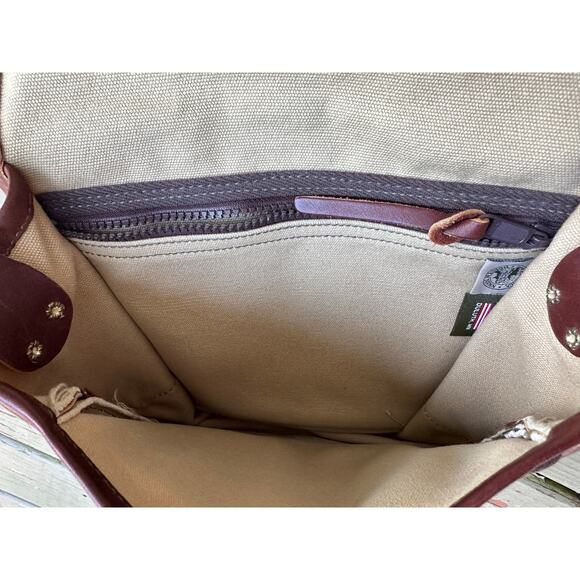Vintage Duluth Pack Haversack Bag Leather canvas beige brown messenger - Picture 11 of 16